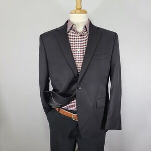 Michael Kors Men's Sport Coat Blazer Two Button Solid Black Twill Wool Blend 42S